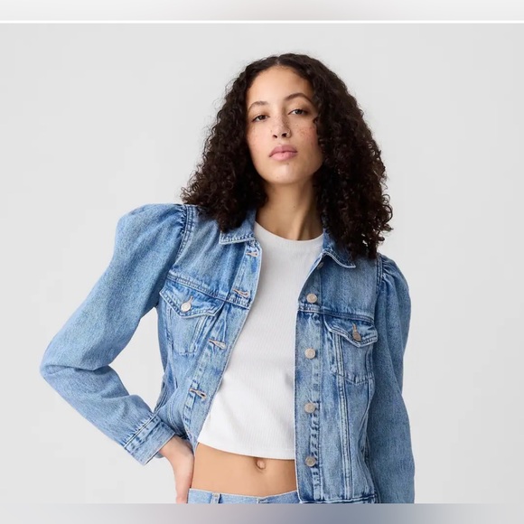Gap Puff Sleeve Denim Jacket *NWT* - Picture 7 of 9